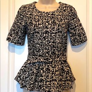 Zara Black and White Peplum Top